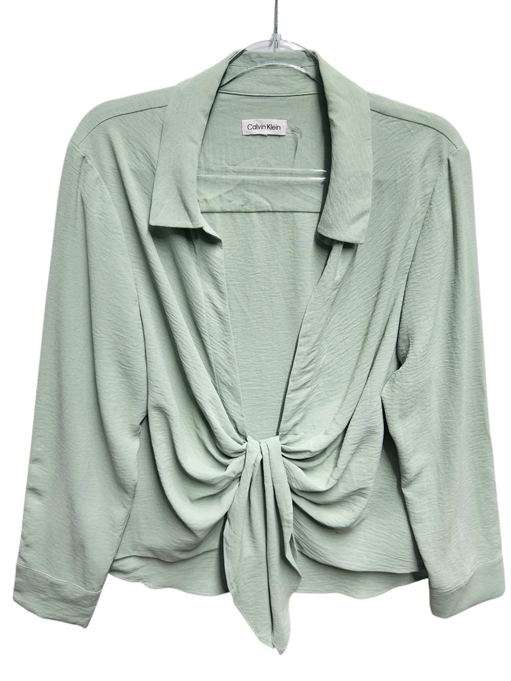 Matte Satin Knit Drape Shirt Blouse
